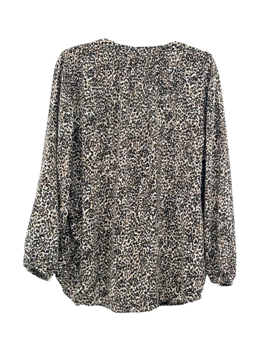 Old Navy Women’s Leopard Popover Open Neck Blouse - Black & Cream in Petite XL - Picture 4 of 13